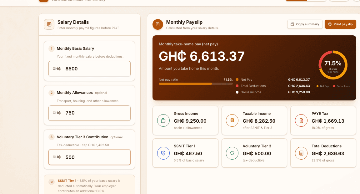 Ghana PAYE Calculator preview